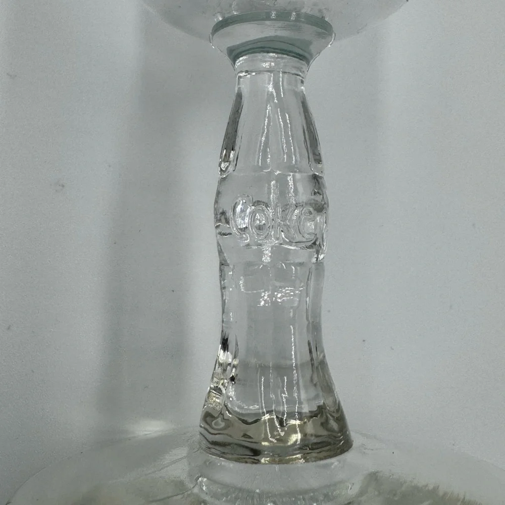 3 Clear “Coke” Pedestal Glasses Unique